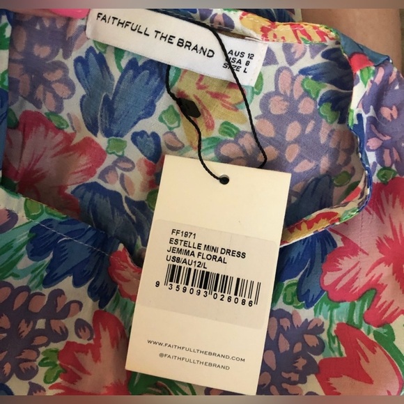 NWT - Faithfull The Brand Estelle Mini Dress in Jemima Floral - Size L (US 8) - Picture 6 of 6